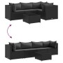Set de muebles de jardín 5 pzas y cojines ratán sintético negro