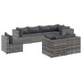 Set de muebles de jardín 8 pzas y cojines ratán sintético gris
