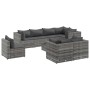 Set de muebles de jardín 9 pzas y cojines ratán sintético gris