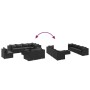 Set de muebles de jardín 9 pzas y cojines ratán sintético negro