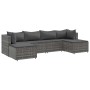 Set de muebles de jardín 6 pzas y cojines ratán sintético gris