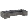 Set de muebles de jardín 7 pzas y cojines ratán sintético gris