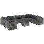Set de muebles de jardín 10 pzas y cojines ratán sintético gris