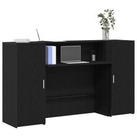 Escritorio de recepción roble negro 180x50x103,5 cm madera de ingeniería Escritorio de recepción roble negro 180x50x103,5 cm madera de