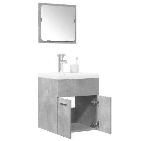 Set muebles de baño 2 piezas madera contrachapada gris hormigón en Muebles de baño | Comprar online en Foro24