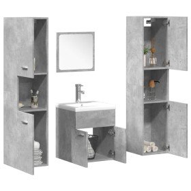 Set muebles de baño 5 piezas madera ingeniería gris hormigón Set muebles de baño 5 piezas madera ingeniería gris hormigón