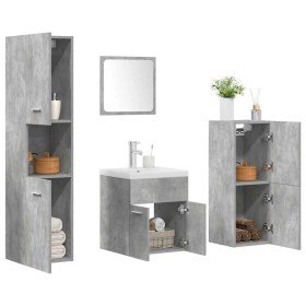 Set muebles de baño 5 piezas madera ingeniería gris hormigón Set muebles de baño 5 piezas madera ingeniería gris hormigón