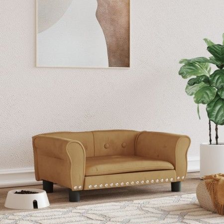 Hundebett aus braunem Samt, 70 x 45 x 30 cm von vidaXL, Betten für Hunde - Ref: Foro24-171829, Preis: 66,32 €, Rabatt: %