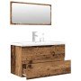 Juego de muebles de baño 3 piezas madera ingeniería envejecida