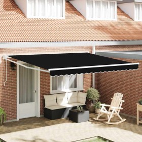 Toldo Retráctil Negro 400 x 300 cm Poliéster Toldo Retráctil Negro 400 x 300 cm Poliéster