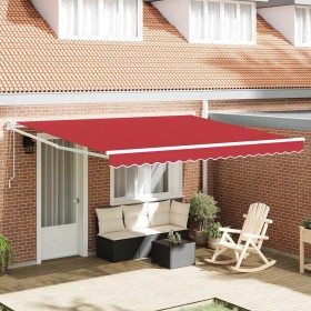 Toldo Retráctil Rojo 400 x 300 cm Poliéster Toldo Retráctil Rojo 400 x 300 cm Poliéster