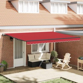Toldo Retráctil Manual Rojo 450 x 300 cm tela Toldo Retráctil Manual Rojo 450 x 300 cm tela