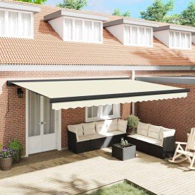 Toldo Retráctil Crema 500 x 300 cm Tela y Metal Toldo Retráctil Crema 500 x 300 cm Tela y Metal