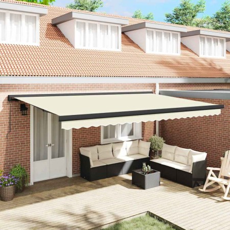 Toldo Retráctil Crema 500 x 300 cm Tela y Metal