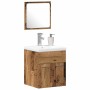 Conjunto de Muebles de Baño con puerta 3 pcs Madera Vieja