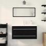 Gabinete de lavabo con recipiente con cajón 3 pcs Roble negro