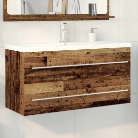 Gabinete de lavabo con recipiente con cajón 2 pcs Madera vieja