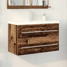 Gabinete de lavabo con recipiente con cajón 2 pcs Madera vieja