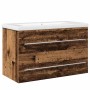 Gabinete de lavabo con recipiente con cajón 2 pcs Madera vieja