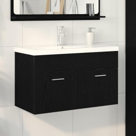 Mueble de lavabo con puerta Roble Negro 80 x 38.5 x 46 cm