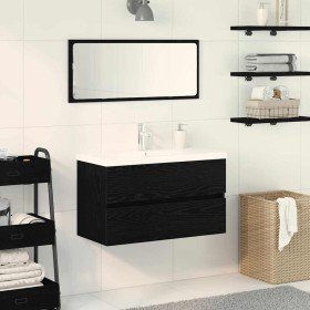 Gabinete para Lavabo con puerta Roble negro 80 x 39 x 62 cm