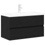 Gabinete para Lavabo con puerta Roble negro 80 x 39 x 62 cm