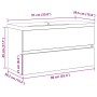 Gabinete para Lavabo con puerta Roble negro 90 x 39 x 62 cm