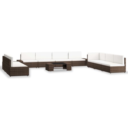 Juego de muebles de jardín 10 piezas ratán sintético marrón