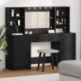 Conjunto de Mesa de Tocador con cajón 3 pcs Roble negro