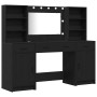 Conjunto de Mesa de Tocador con cajón 3 pcs Roble negro