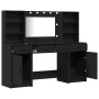 Conjunto de Mesa de Tocador con cajón 3 pcs Roble negro
