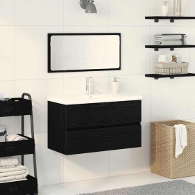 Juego de muebles de baño 3 pcs Roble negro 80 x 38.5 x 45 cm Juego de muebles de baño 3 pcs Roble negro 80 x 38.5 x 45 cm