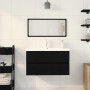 Juego de muebles de baño 3 pcs Roble negro 80 x 38.5 x 45 cm