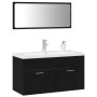 Juego de muebles de baño 3 pcs Roble Negro 90 x 38.5 x 46 cm