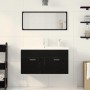 Juego de muebles de baño 3 pcs Roble Negro 90 x 38.5 x 46 cm