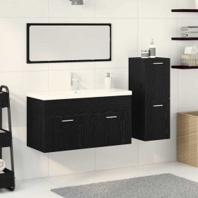 Conjunto de Muebles de Baño 4 pcs Roble Negro 90 x 38.5 x 50 cm