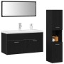 Juego de Muebles de Baño 4 pcs Roble Negro 90 x 38.5 x 46 cm