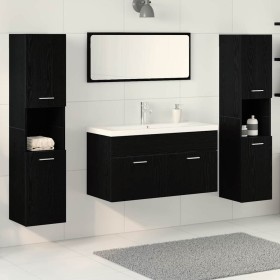 Juego de Muebles de Baño 5 pcs Roble Negro 30 x 30 x 130 cm