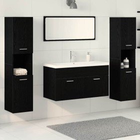 Juego de Muebles de Baño 5 pcs Roble Negro 30 x 30 x 130 cm
