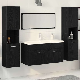 Juego de muebles de baño 4 pcs Roble Negro 30 x 30 x 130 cm