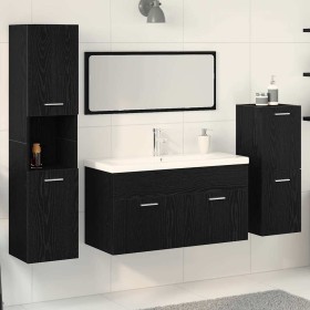 Juego de muebles de baño 4 pcs Roble Negro 80 x 38.5 x 45 cm Juego de muebles de baño 4 pcs Roble Negro 80 x 38.5 x 45 cm