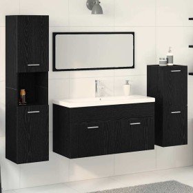 Juego de muebles de baño 4 pcs Roble Negro 80 x 38.5 x 45 cm