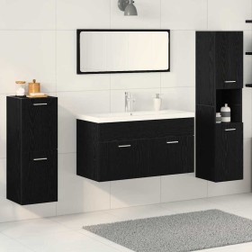 Juego de muebles de baño 5 pcs Roble Negro 30 x 30 x 130 cm Juego de muebles de baño 5 pcs Roble Negro 30 x 30 x 130 cm