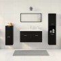 Juego de muebles de baño 5 pcs Roble Negro 30 x 30 x 130 cm