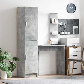 Escritorio con almacenamiento con estante 2 pcs Gris Concreto