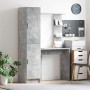 Escritorio con almacenamiento con estante 2 pcs Gris Concreto