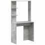 Escritorio con almacenamiento con estante 2 pcs Gris Concreto