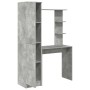 Escritorio con almacenamiento con estante 2 pcs Gris Concreto