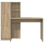 Escritorio con almacenamiento con estante 2 pcs Roble Sonoma