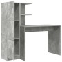Escritorio con almacenamiento con estante 2 pcs Gris Concreto
